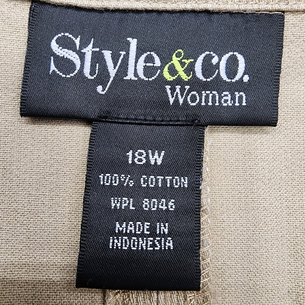 Vintage Style&Co Woman Jacket Womens 18W‎ Tan Cotton Button Front Utility Casual - Picture 3 of 7